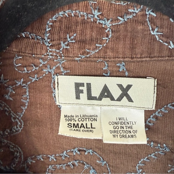 Flax Brown Teal Floral Embroidery Jacket Small - Picture 3 of 7